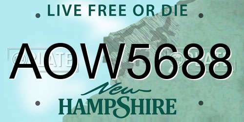 AOW5688 New Hampshire License Plate