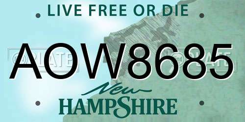 AOW8685 New Hampshire License Plate