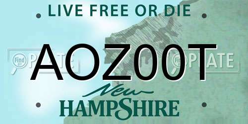 AOZ00T New Hampshire License Plate