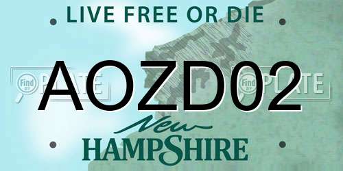 AOZD02 New Hampshire License Plate