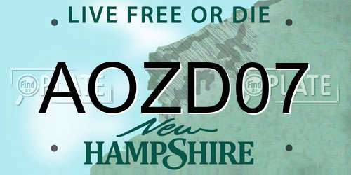 AOZD07 New Hampshire License Plate