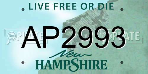 AP2993 New Hampshire License Plate
