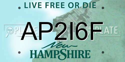 AP2I6F New Hampshire License Plate