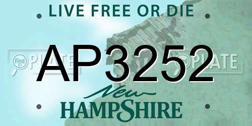 AP3252 New Hampshire License Plate