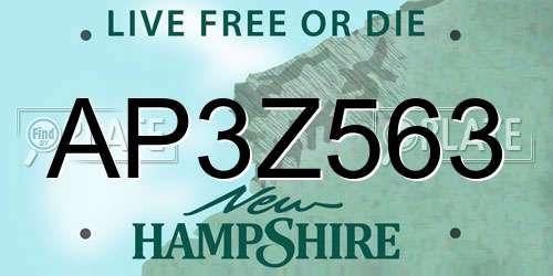 AP3Z563 New Hampshire License Plate