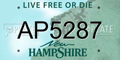 AP5287 New Hampshire License Plate