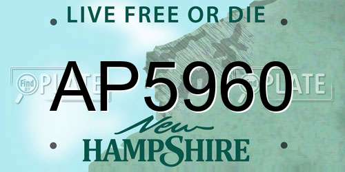 AP5960 New Hampshire License Plate