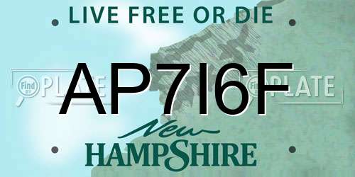 AP7I6F New Hampshire License Plate