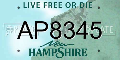 AP8345 New Hampshire License Plate