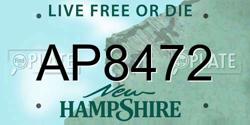 AP8472 New Hampshire License Plate