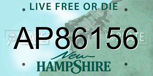 AP86156 New Hampshire License Plate