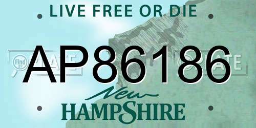 AP86186 New Hampshire License Plate
