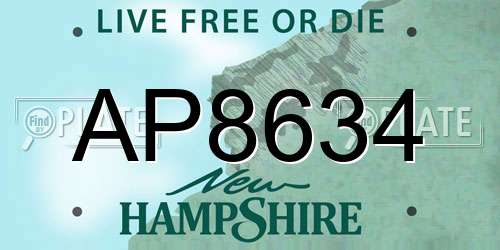 AP8634 New Hampshire License Plate