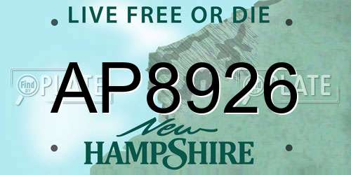 AP8926 New Hampshire License Plate