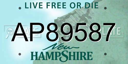 AP89587 New Hampshire License Plate
