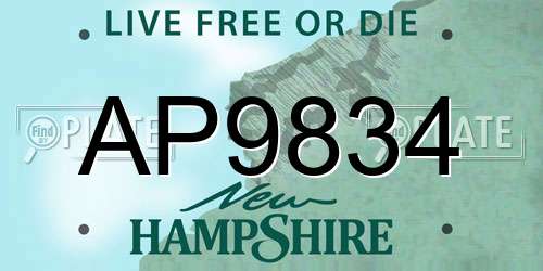 AP9834 New Hampshire License Plate