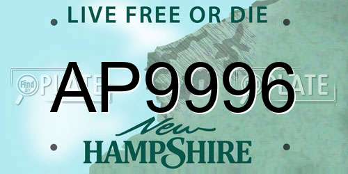 AP9996 New Hampshire License Plate
