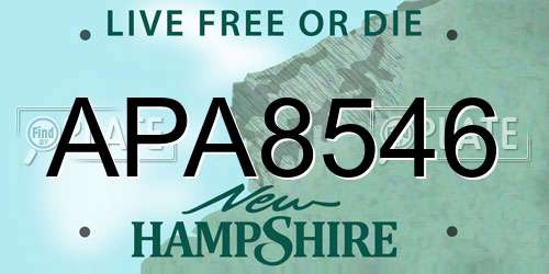 APA8546 New Hampshire License Plate