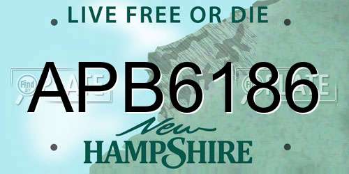 APB6186 New Hampshire License Plate