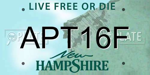 APT16F New Hampshire License Plate