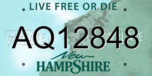 AQ12848 New Hampshire License Plate