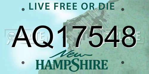 AQ17548 New Hampshire License Plate