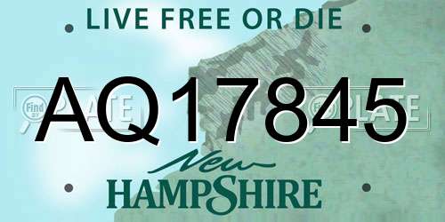 AQ17845 New Hampshire License Plate