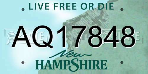 AQ17848 New Hampshire License Plate