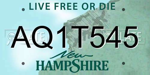 AQ1T545 New Hampshire License Plate
