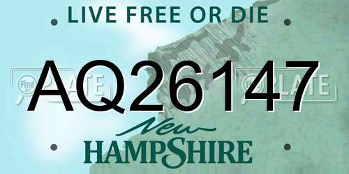AQ26147 New Hampshire License Plate