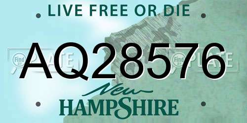 AQ28576 New Hampshire License Plate