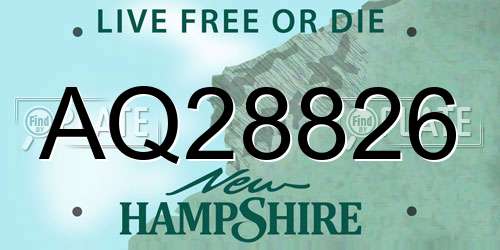 AQ28826 New Hampshire License Plate