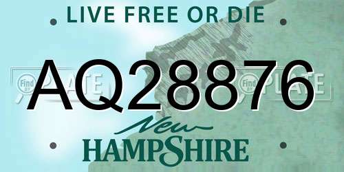 AQ28876 New Hampshire License Plate