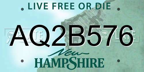 AQ2B576 New Hampshire License Plate