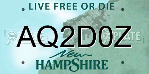 AQ2D0Z New Hampshire License Plate