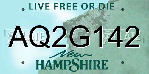 AQ2G142 New Hampshire License Plate