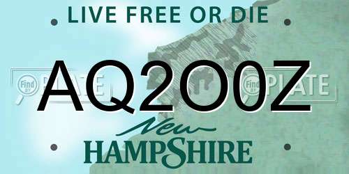 AQ2O0Z New Hampshire License Plate