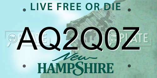 AQ2Q0Z New Hampshire License Plate