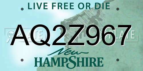AQ2Z967 New Hampshire License Plate