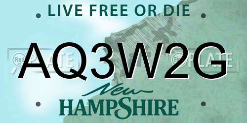 AQ3W2G New Hampshire License Plate