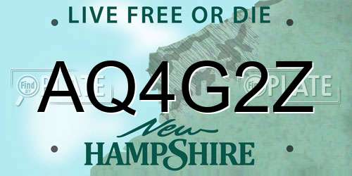AQ4G2Z New Hampshire License Plate