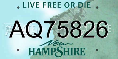 AQ75826 New Hampshire License Plate