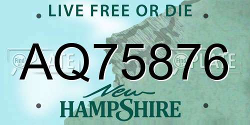 AQ75876 New Hampshire License Plate