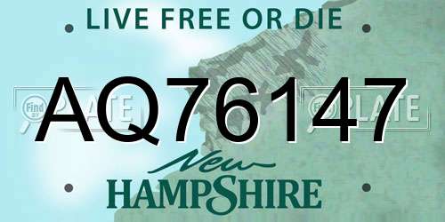 AQ76147 New Hampshire License Plate