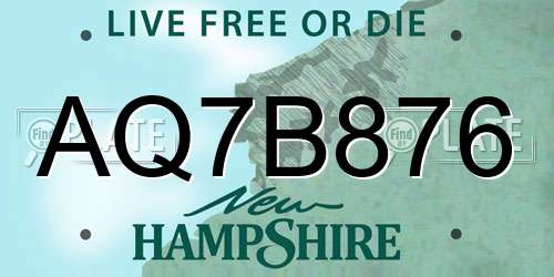 AQ7B876 New Hampshire License Plate