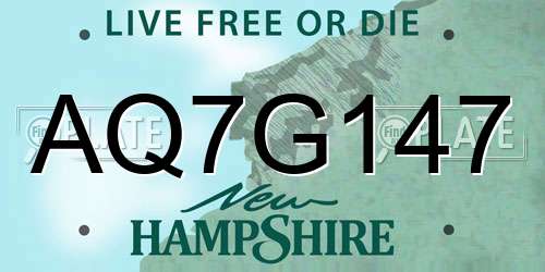 AQ7G147 New Hampshire License Plate