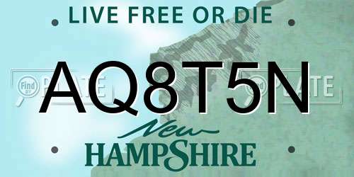 AQ8T5N New Hampshire License Plate