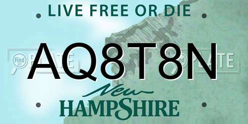AQ8T8N New Hampshire License Plate