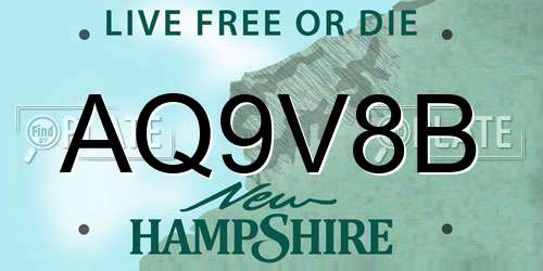 AQ9V8B New Hampshire License Plate