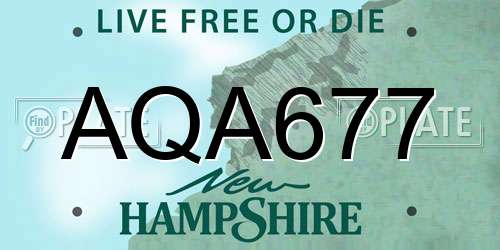 AQA677 New Hampshire License Plate